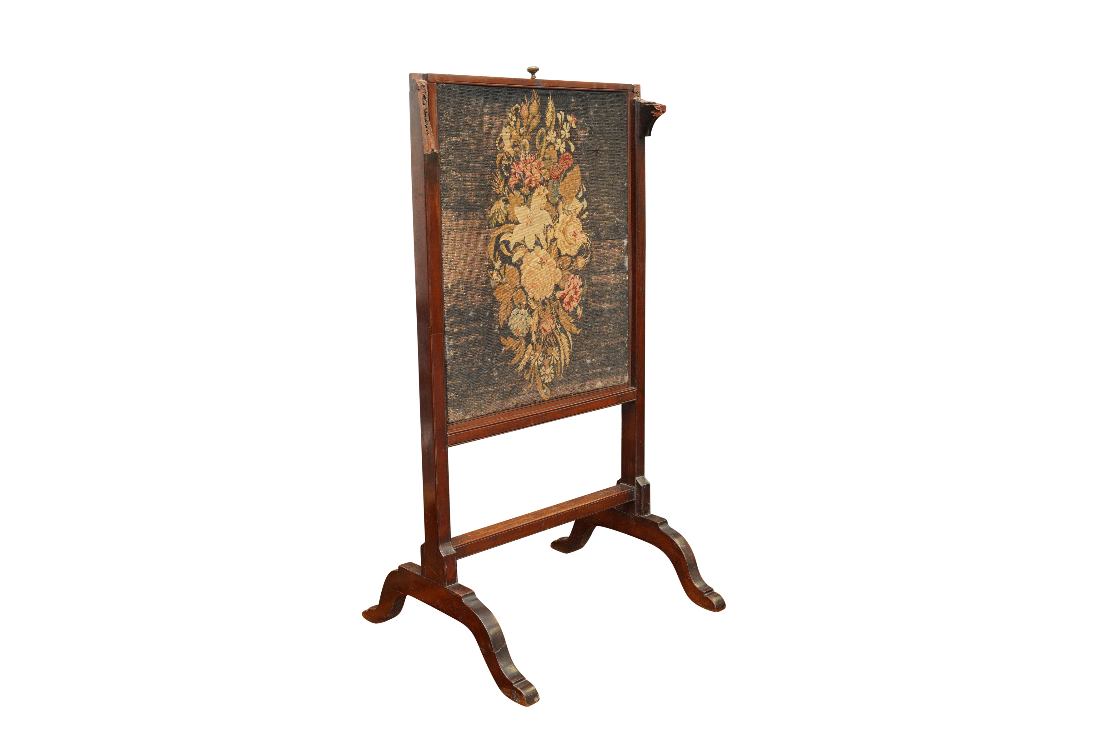 A GEORGE III STYLE VICTORIAN MAHOGANY FIRE SCREEN, LATE 19TH CENTURY - Image 2 of 3