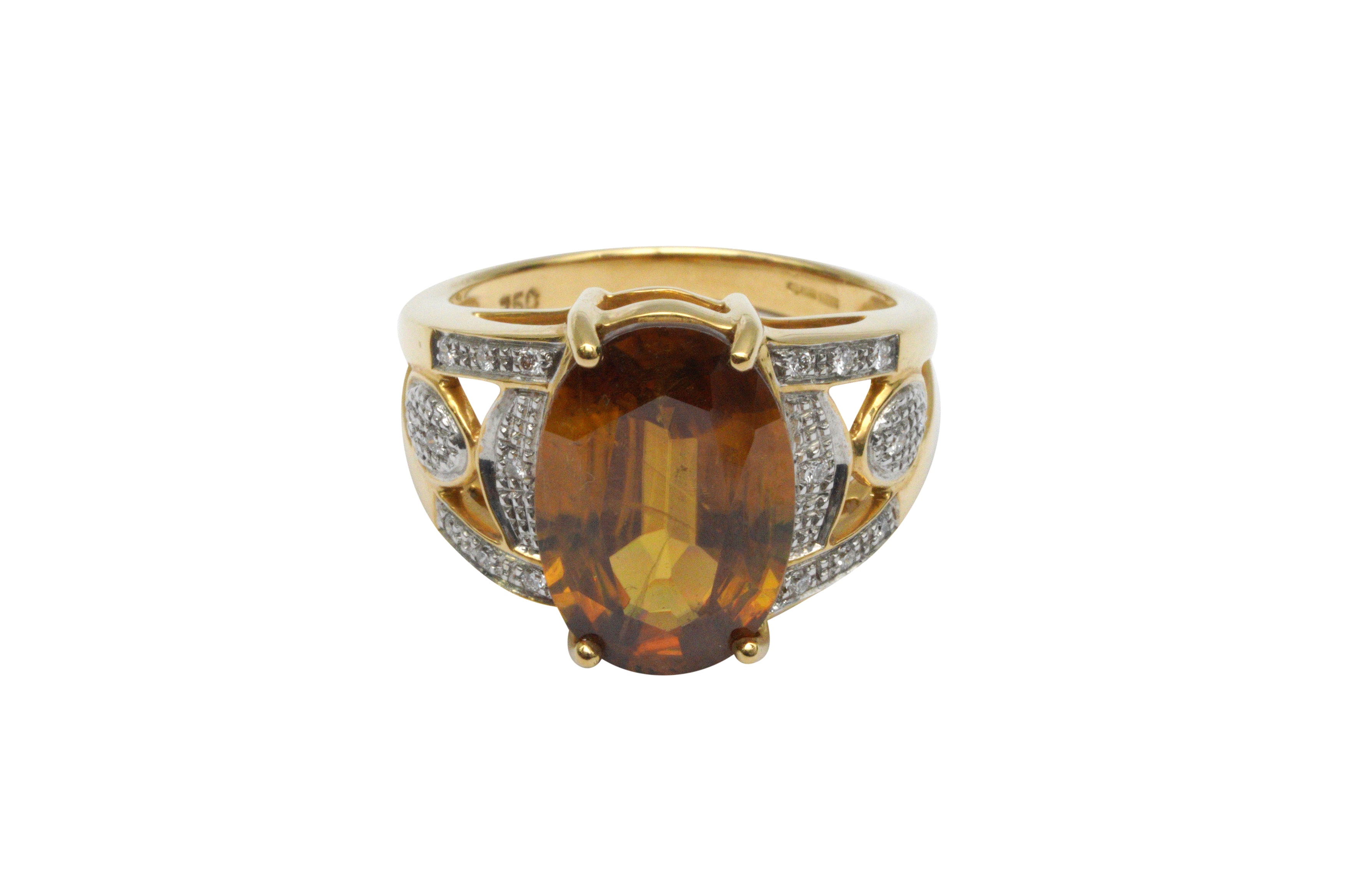 A SPHENE AND DIAMOND RING