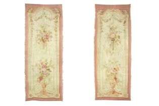 A NEAR PAIR OF AUBUSSON TAPESTRY PANELS