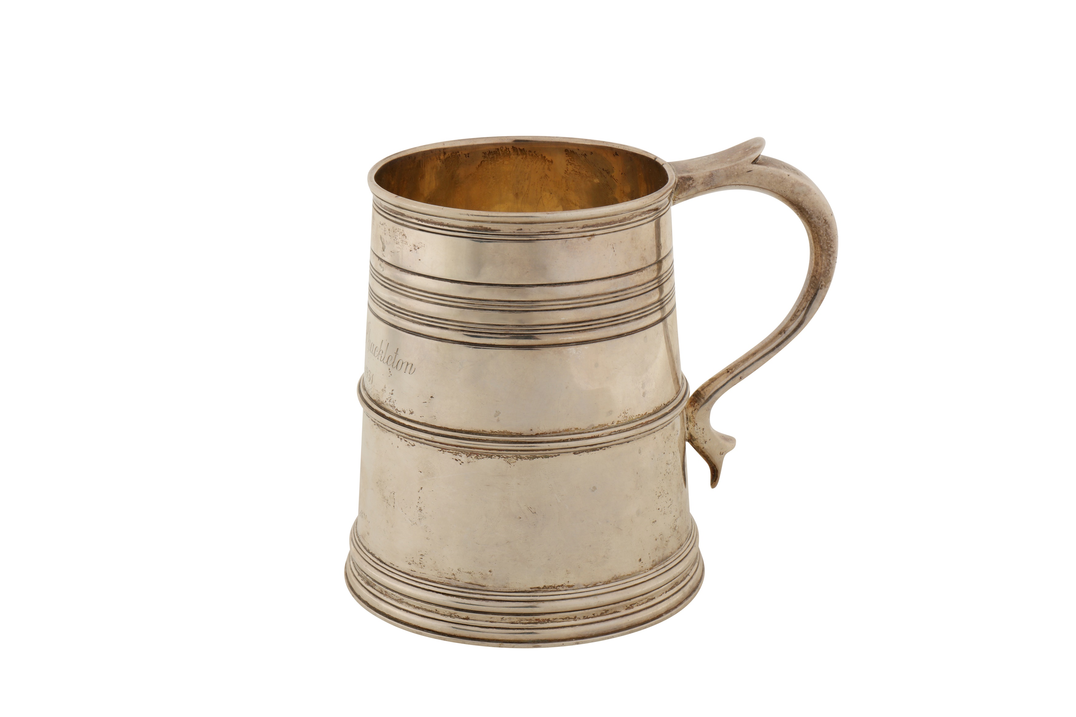 A George V sterling silver pint mug, Sheffield 1926 by Manoah Rhodes and Sons Ltd