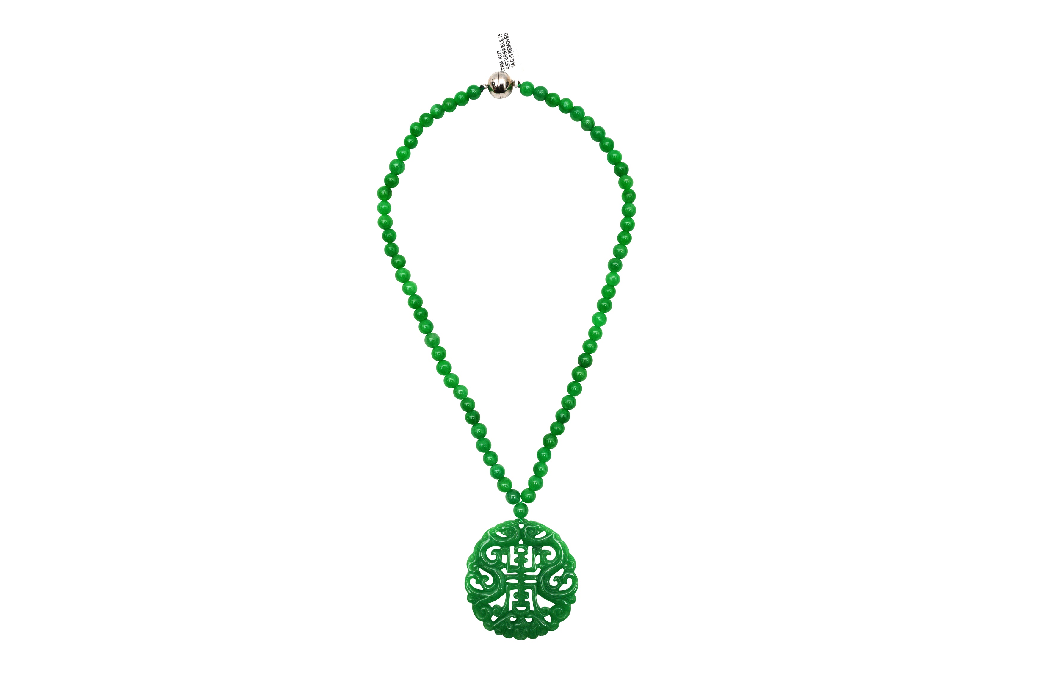 A JADEITE BEADED PENDANT NECKLACE - Image 3 of 3