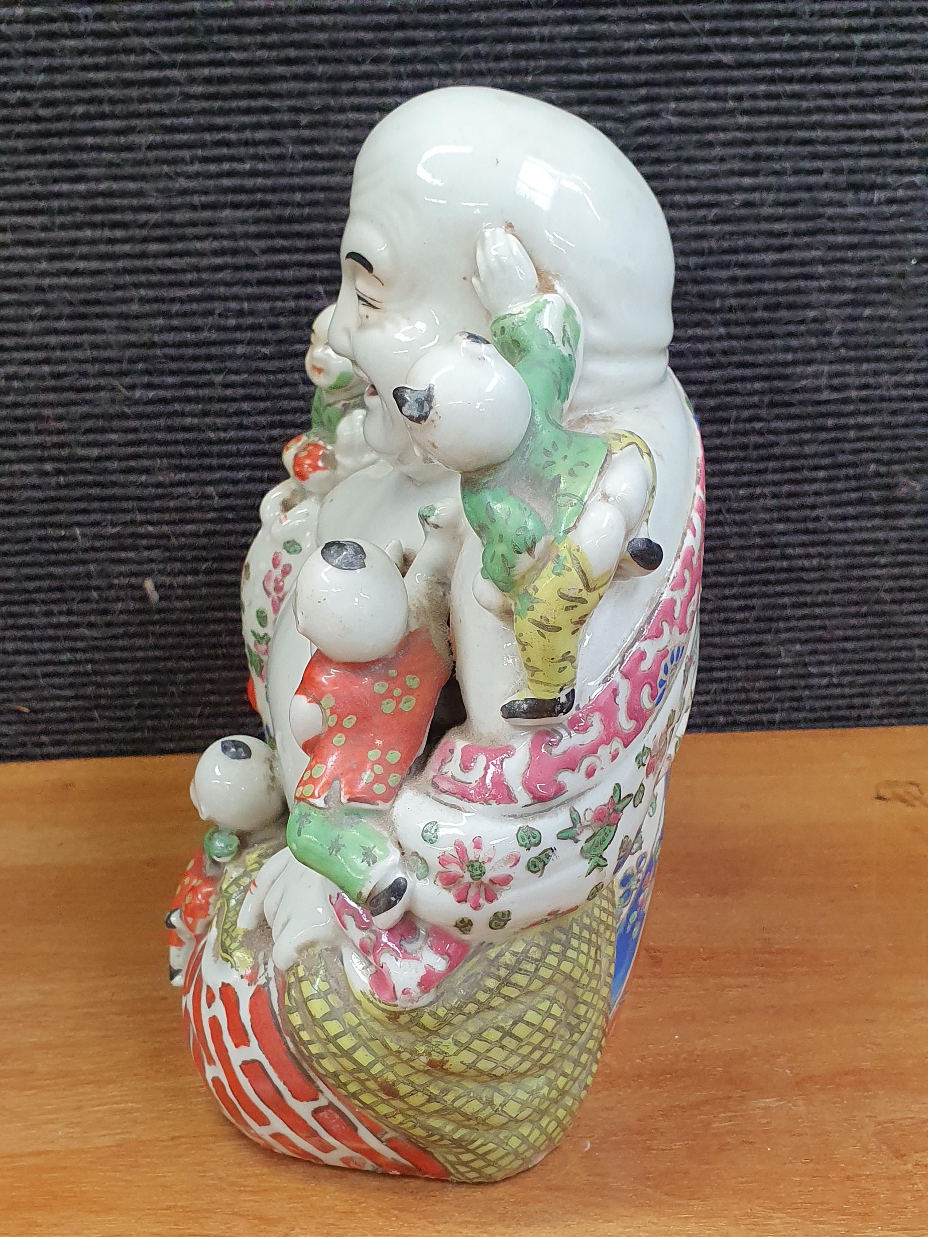 A CHINESE FAMILLE-ROSE JARDINIERE, FIGURE OF BUDDHA, AND A SMALL POT - Image 14 of 26