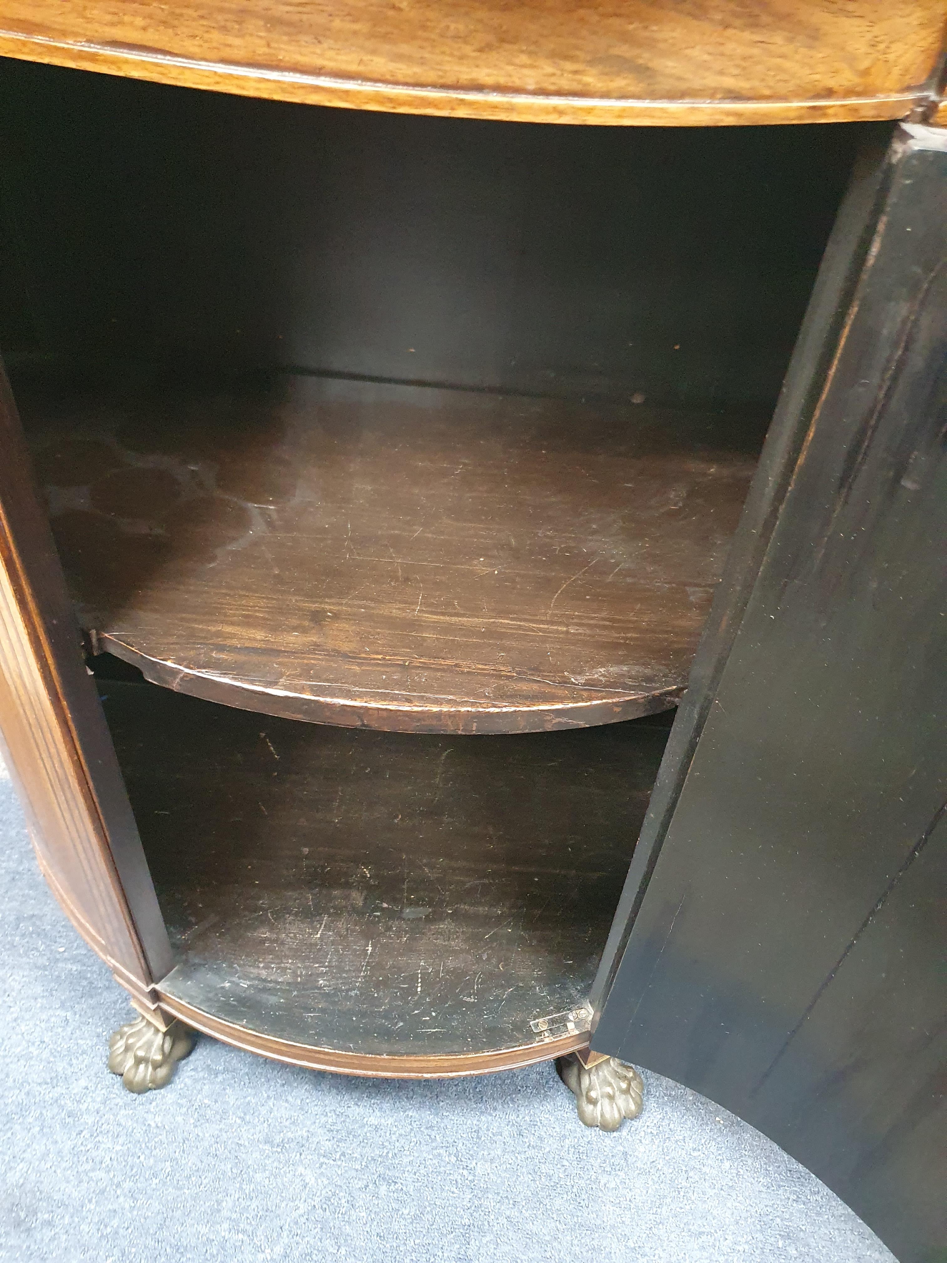 A REGENCY STYLE DEMI-LUNE ROSEWOOD AND BRASS INLAID SIDE CABINET,  19TH CENTURY - Image 12 of 19