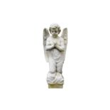 A MARBLE FIGURE OF A KNEELING PUTTO