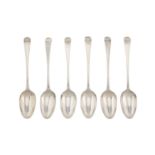 A set of six George III sterling silver tablespoons, London 1771 by William Fearn