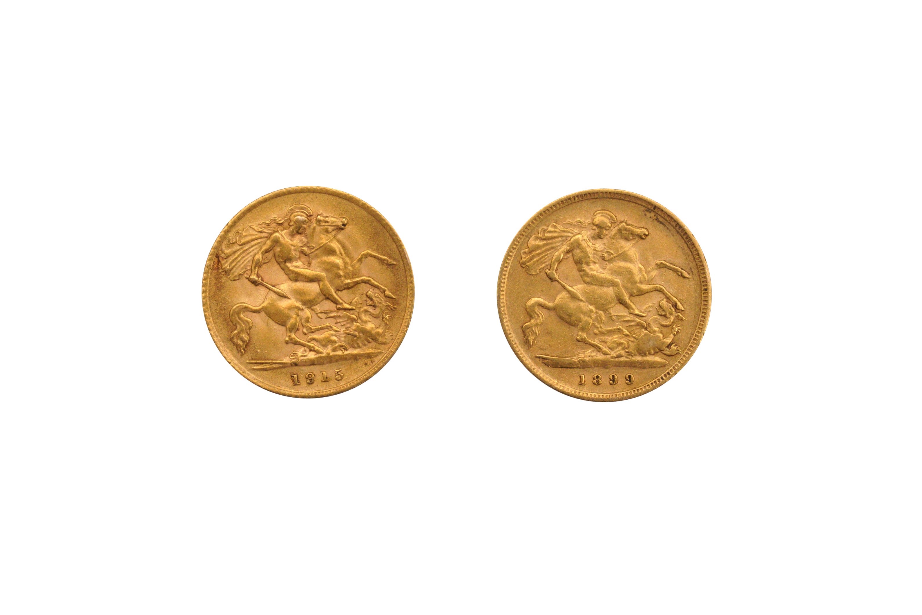 TWO HALF SOVEREIGN COINS