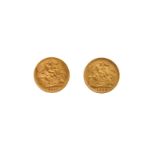 TWO HALF SOVEREIGN COINS