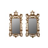 A PAIR OF CHIPPENDALE-STYLE PAGODA GILTWOOD MIRRORS 