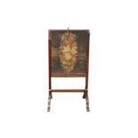 A GEORGE III STYLE VICTORIAN MAHOGANY FIRE SCREEN, LATE 19TH CENTURY