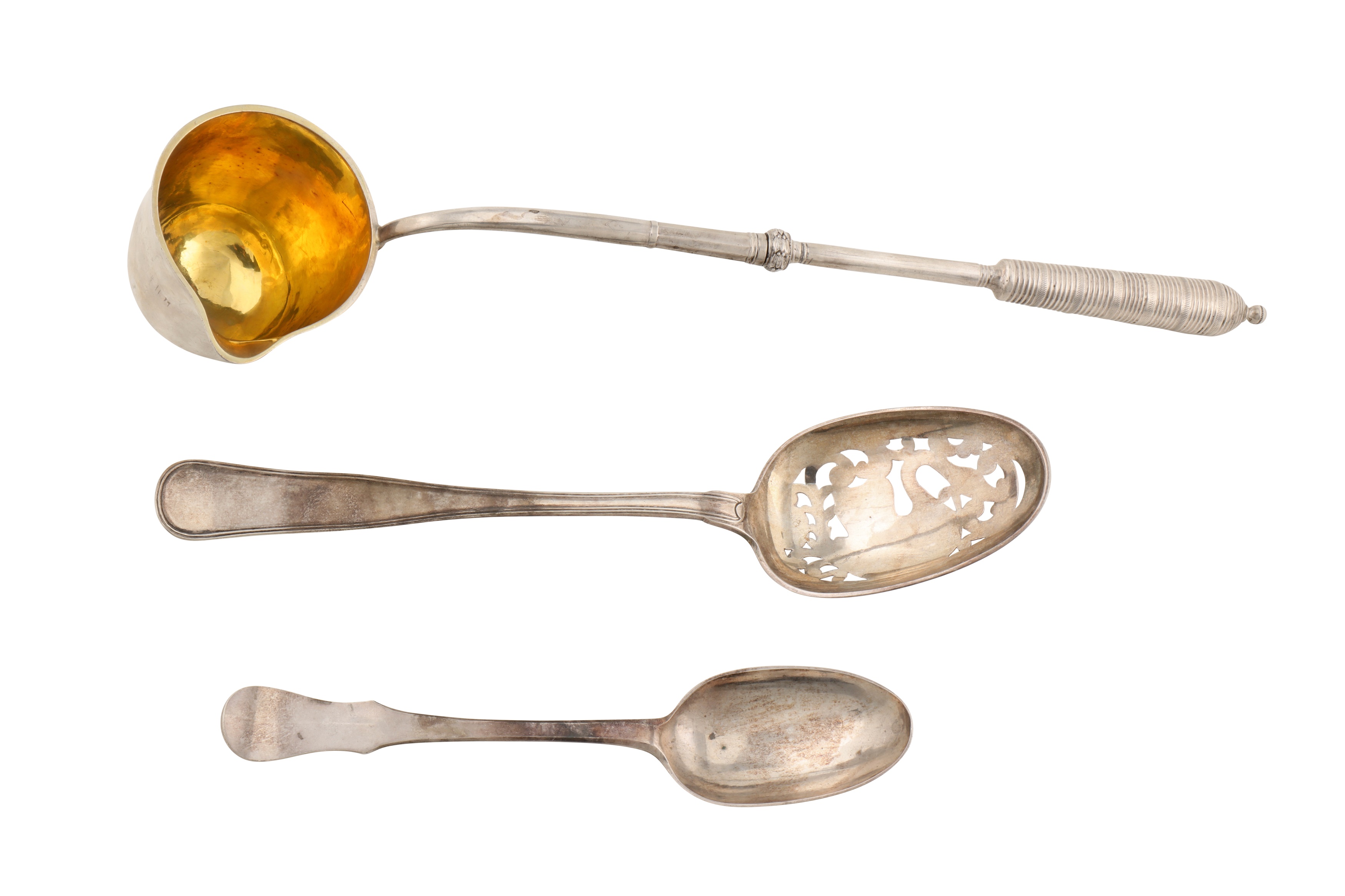 An early 19th century German silver punch ladle, Augsburg 1827 by I. Böner