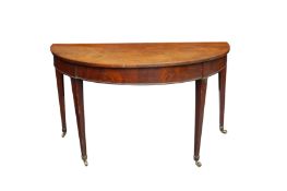 A MAHOGANY DEMI-LUNE SINGLE DROP LEAF TABLE, ENGLISH CIRCA 1770