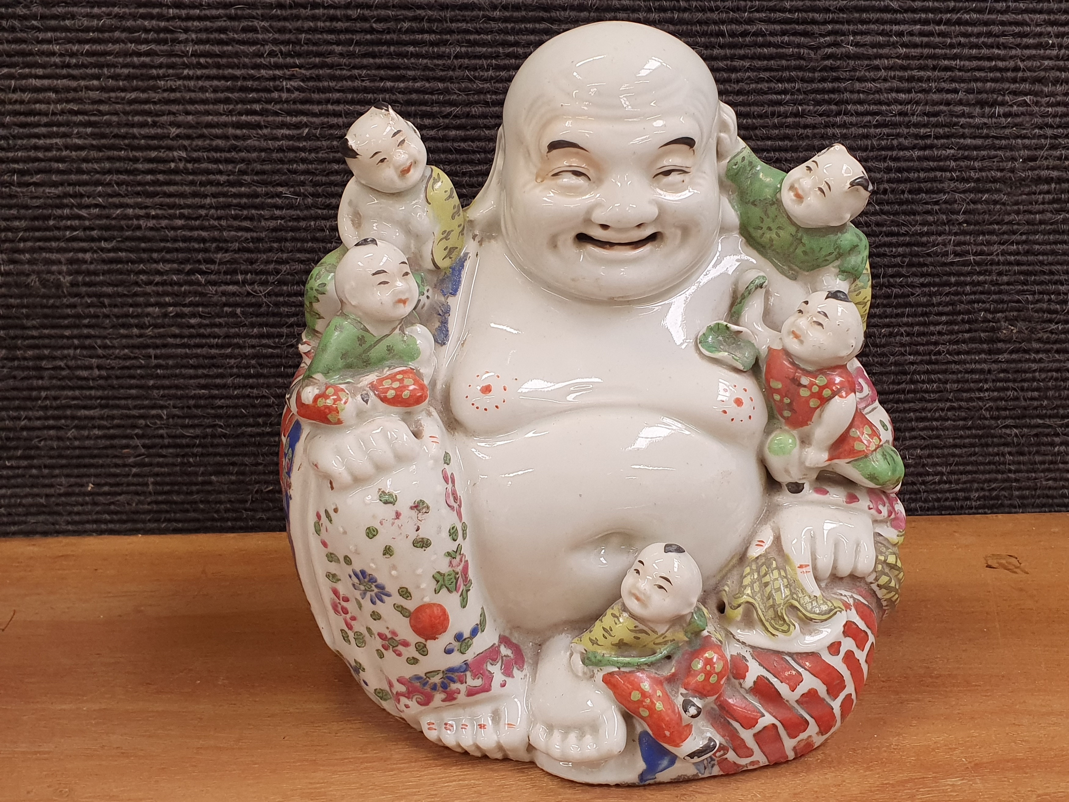 A CHINESE FAMILLE-ROSE JARDINIERE, FIGURE OF BUDDHA, AND A SMALL POT - Image 12 of 26