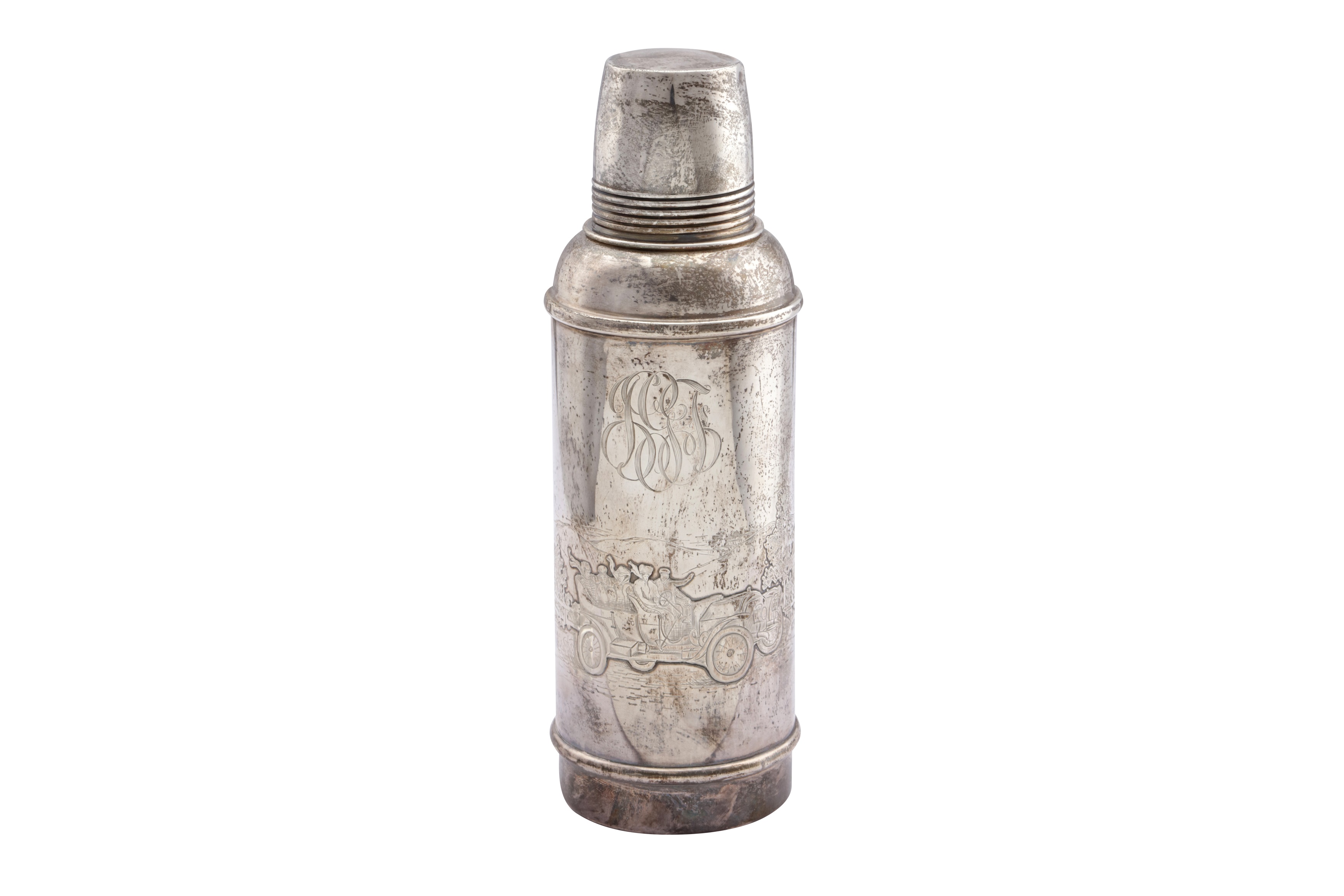 AN EARLY 20TH CENTURY AMERICAN STERLING SILVER AND GLASS LINED COCKTAIL SHAKER, NEW YORK CIRCA 1910 