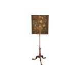 A LATE GEORGE II MAHOGANY POLE SCREEN, PROBABLY IRISH