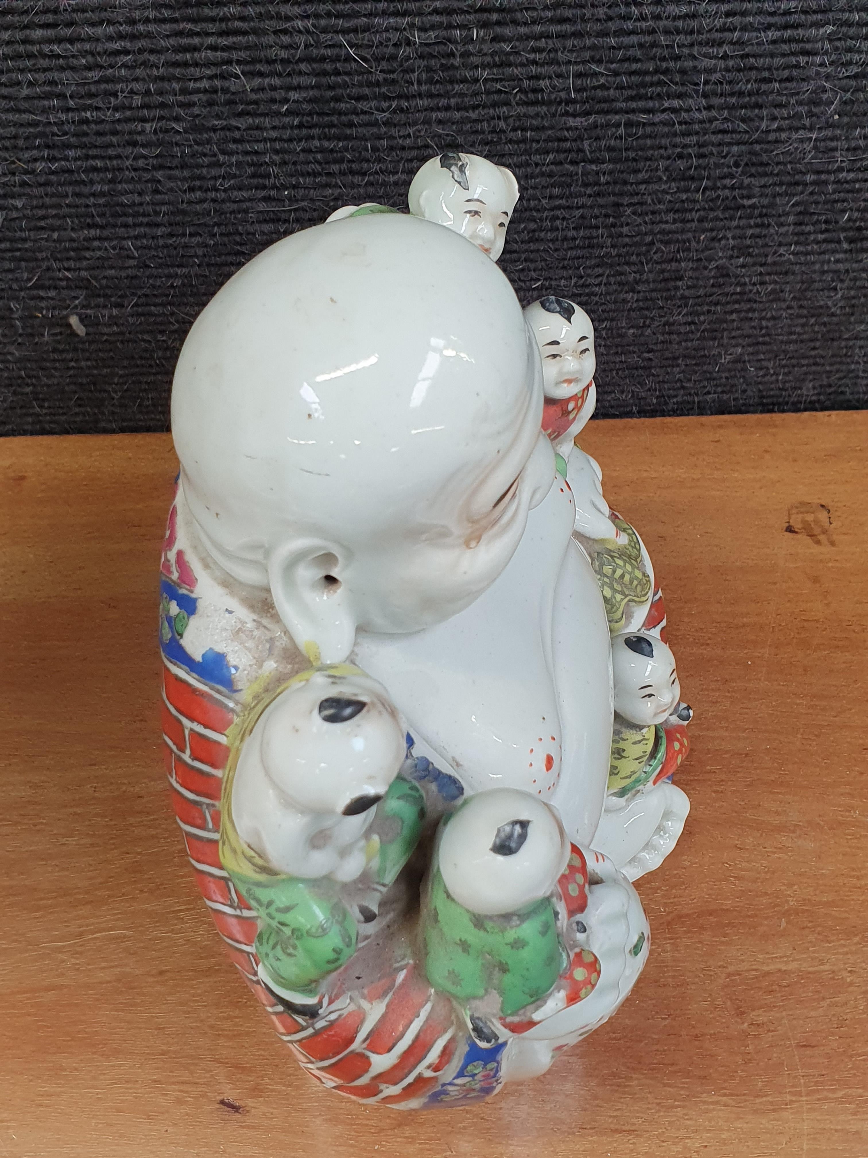 A CHINESE FAMILLE-ROSE JARDINIERE, FIGURE OF BUDDHA, AND A SMALL POT - Image 16 of 26