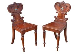 A PAIR OF WILLIAM IV HALL CHAIRS