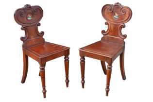 A PAIR OF WILLIAM IV HALL CHAIRS
