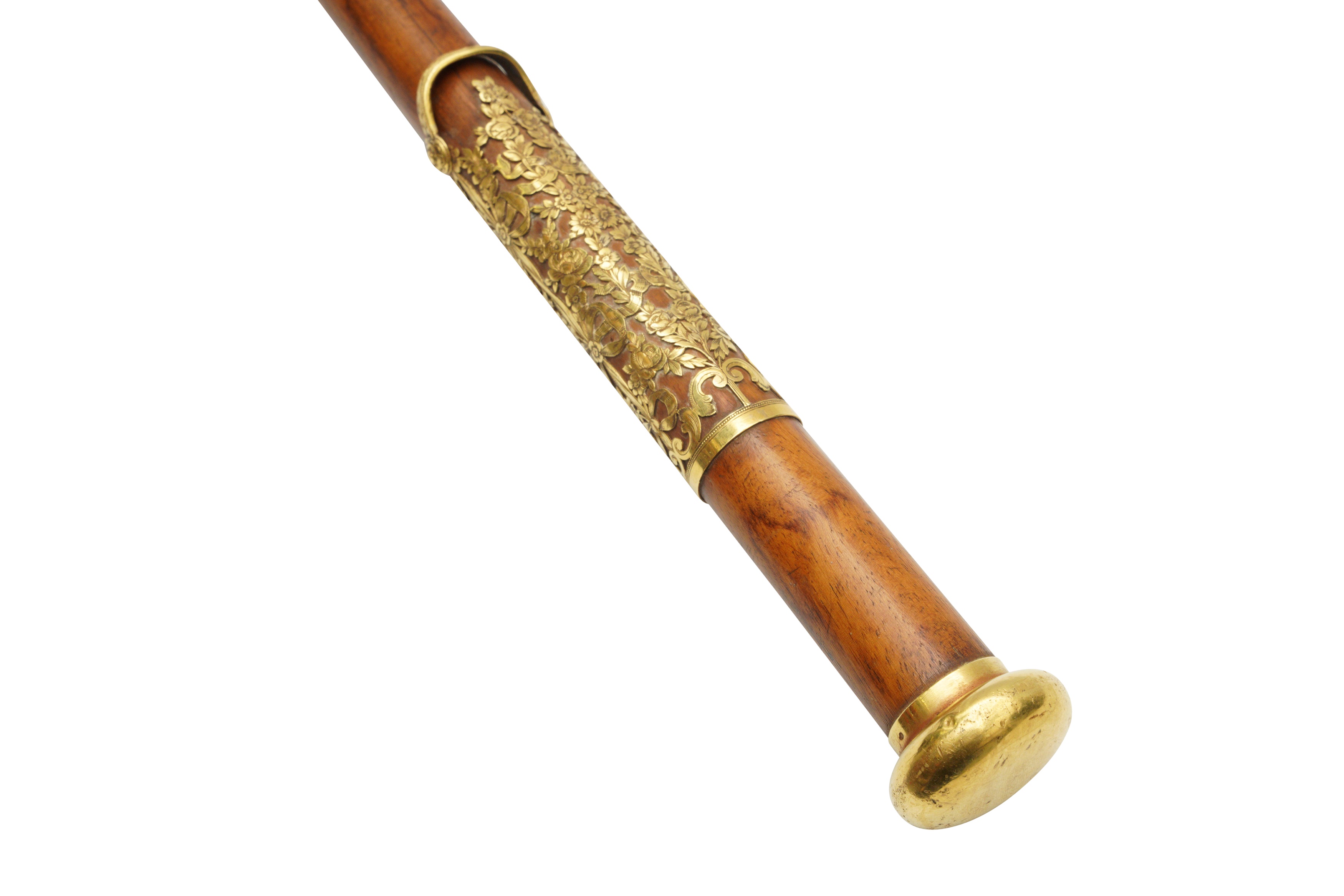 A 19TH CENTURY GOLD MOUNTED CANE