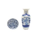 A CHINESE BLUE AND WHITE DISH FOR THE VIETNAMESE MARKET AND A VASE