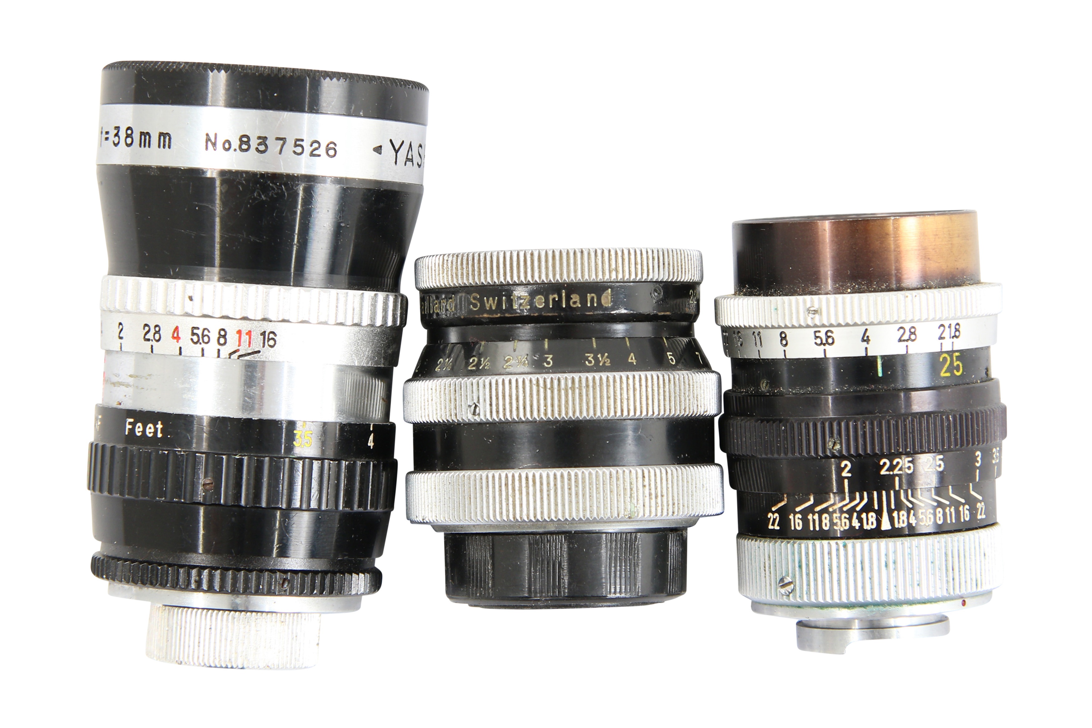 Yashica Cine Yashinon 38mm f1.4 & Bolex Switar 25mm f1.4 Cine Lenses. - Image 2 of 2