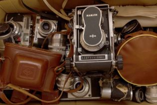 A Large Collection of Viewfinder and Rangefinder Mid-20th Century Cameras