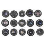 Fifteen 35mm Camera Prime Lenses.