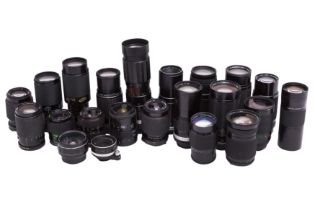 A Box of Miscellaneous MF and AF Lenses