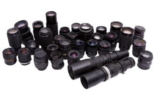 A Box of Miscellaneous Camera Lenses