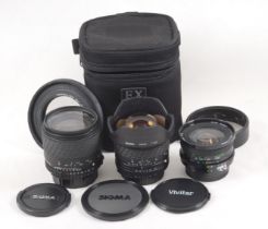 Three Nikon Fit Manual Focus Wide Angle lenses, inc 14mm.