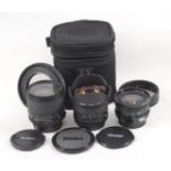 Three Nikon Fit Manual Focus Wide Angle lenses, inc 14mm.