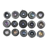 Fifteen 35mm Camera Prime Lenses.