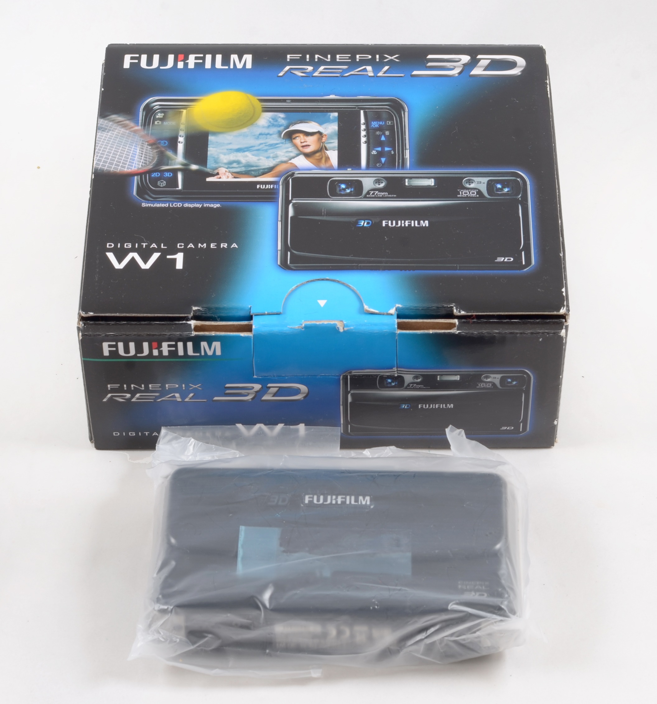 An Unused FujiFilm FinePix W1 Real 3D Digital Stereo Camera.