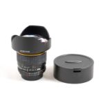 Samyang 14mm f2.8 Ultra Wide Angle Lens, Nikon Manual Focus Fit.