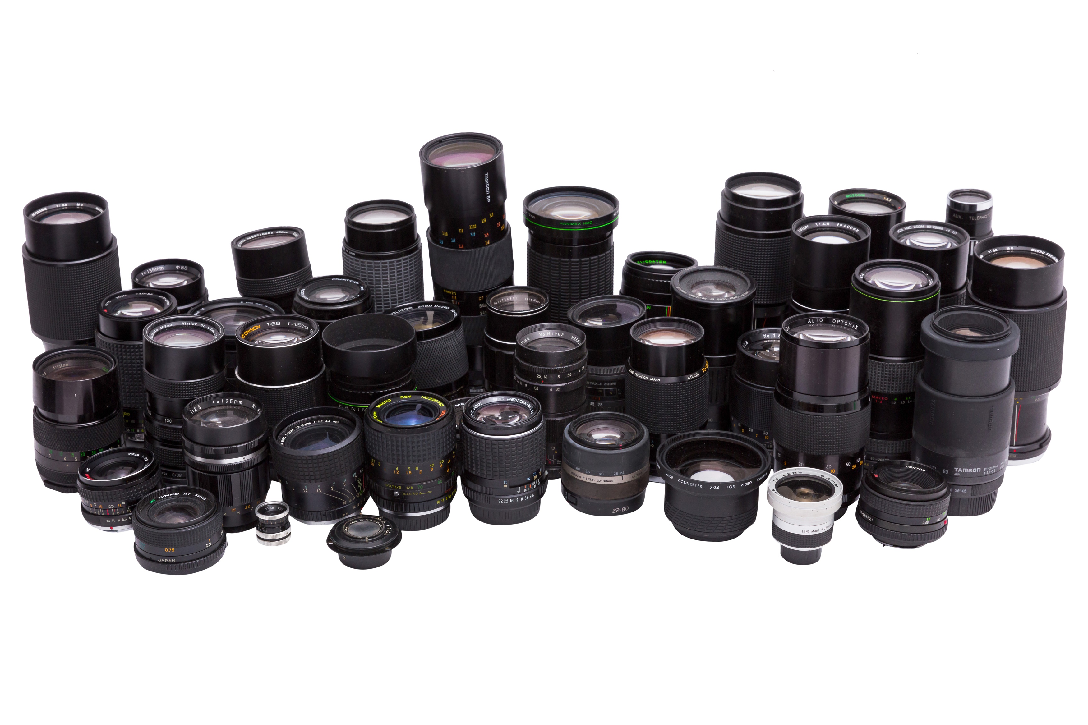 A Box of Miscellaneous MF and AF Lenses