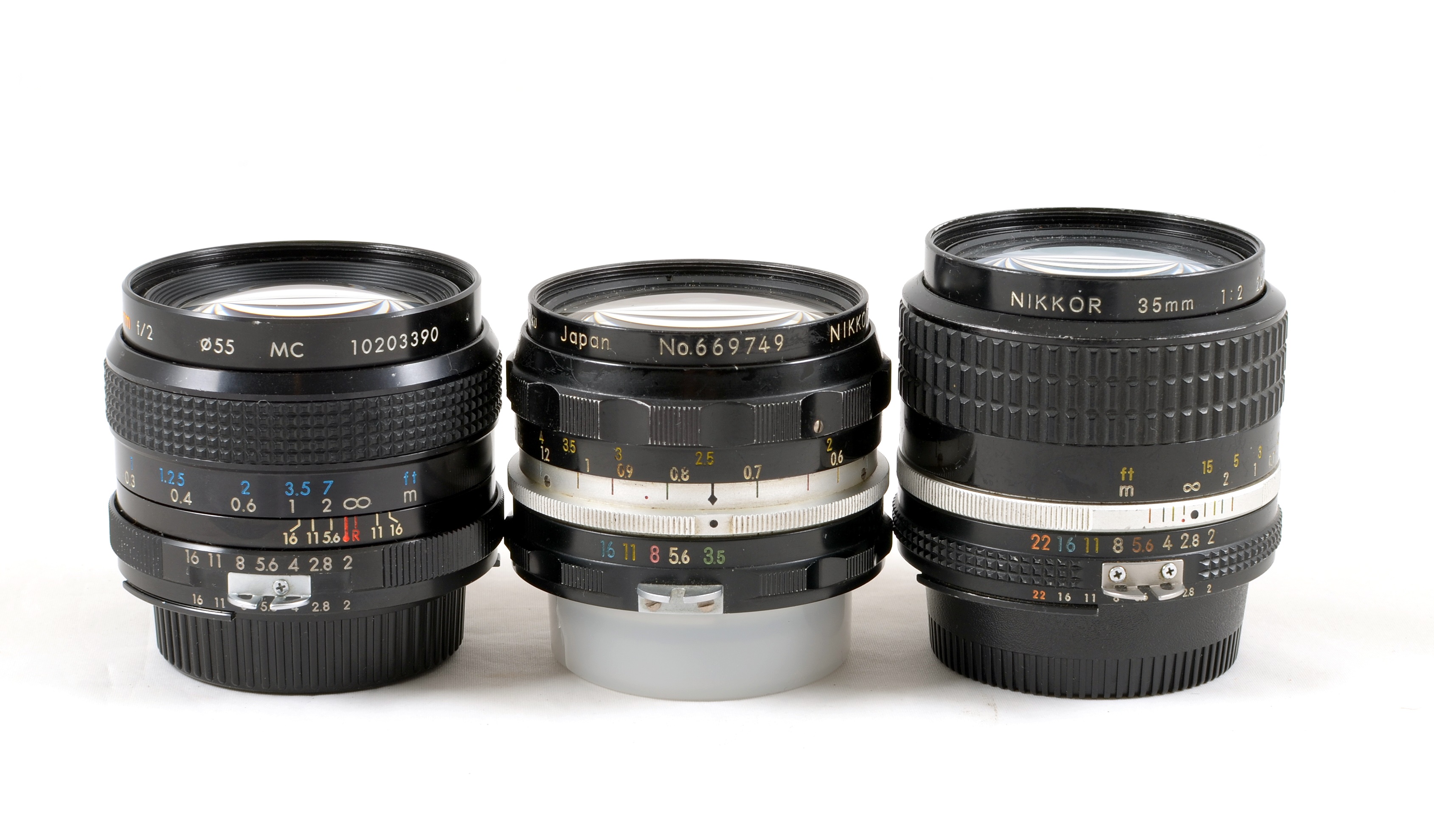Nikkor & Nikon Fit Manual Focus Wide Angle Lenses, inc FAST f2 24mm.