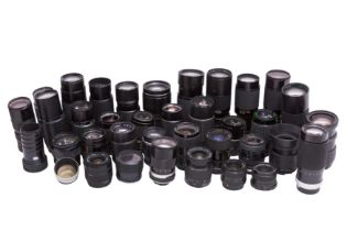 A Large Quantity of Manual Focus Aftermarket Lenses