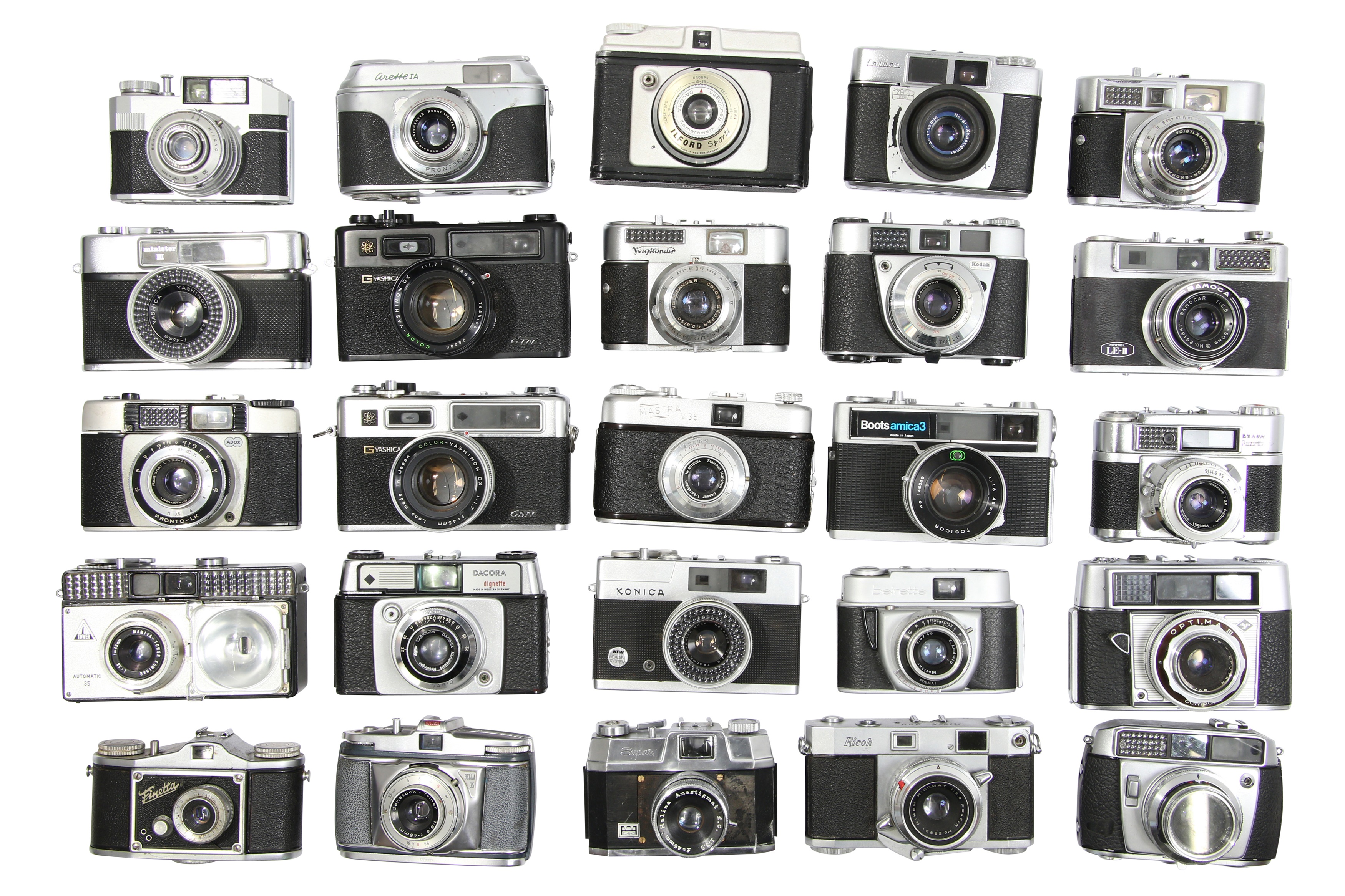 Twenty Five 35mm Viewfinder Cameras With two Yashica Electro GTN.