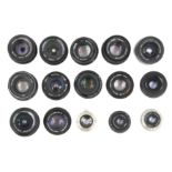 Fifteen 35mm Camera Prime Lenses.