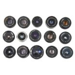 Fifteen 35mm Camera Prime Lenses.