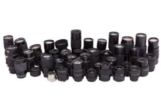 A Box of Miscellaneous MF and AF Lenses