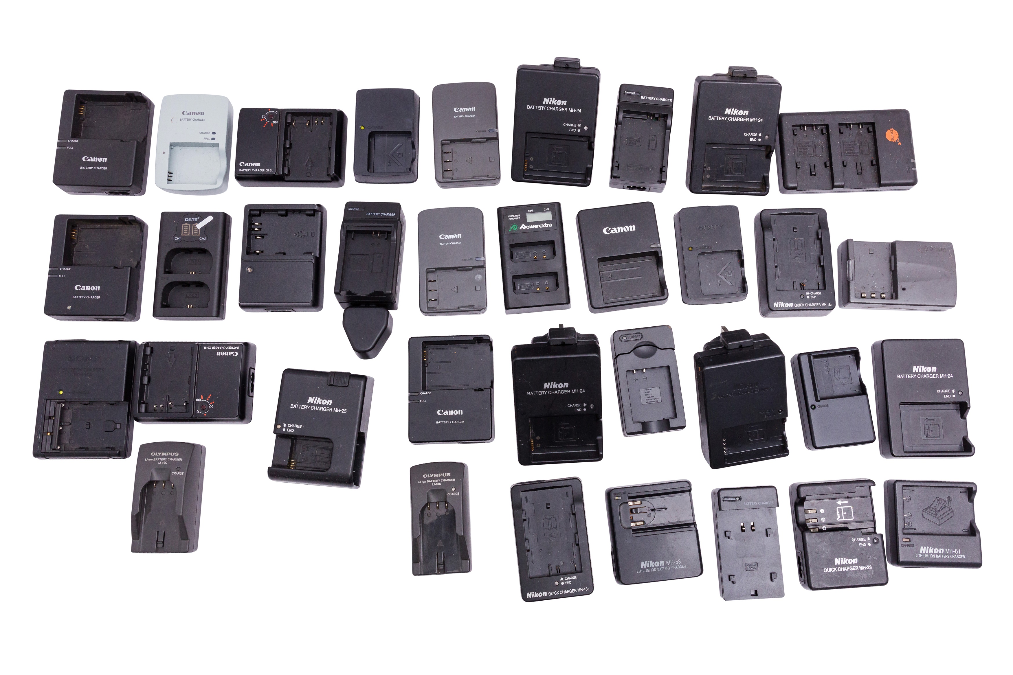 A Box of Miscellaneous Digital Camera Battery Chargers