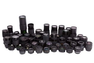 A Box of Miscellaneous MF and AF Lenses