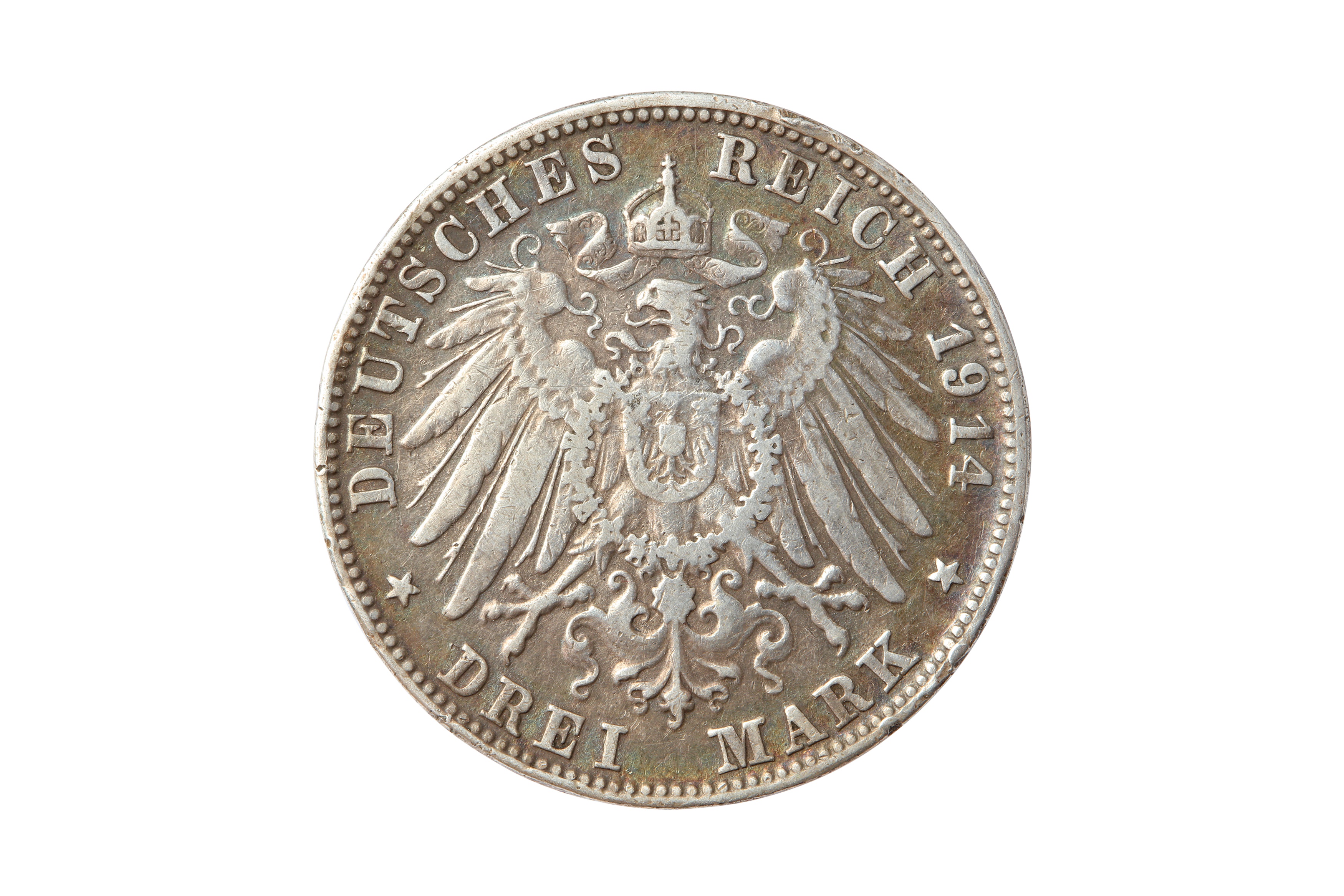 GERMAN STATES, BAVARIA, LUDWIG III (1913 - 1918), 1914-D 3 MARK. - Bild 2 aus 2