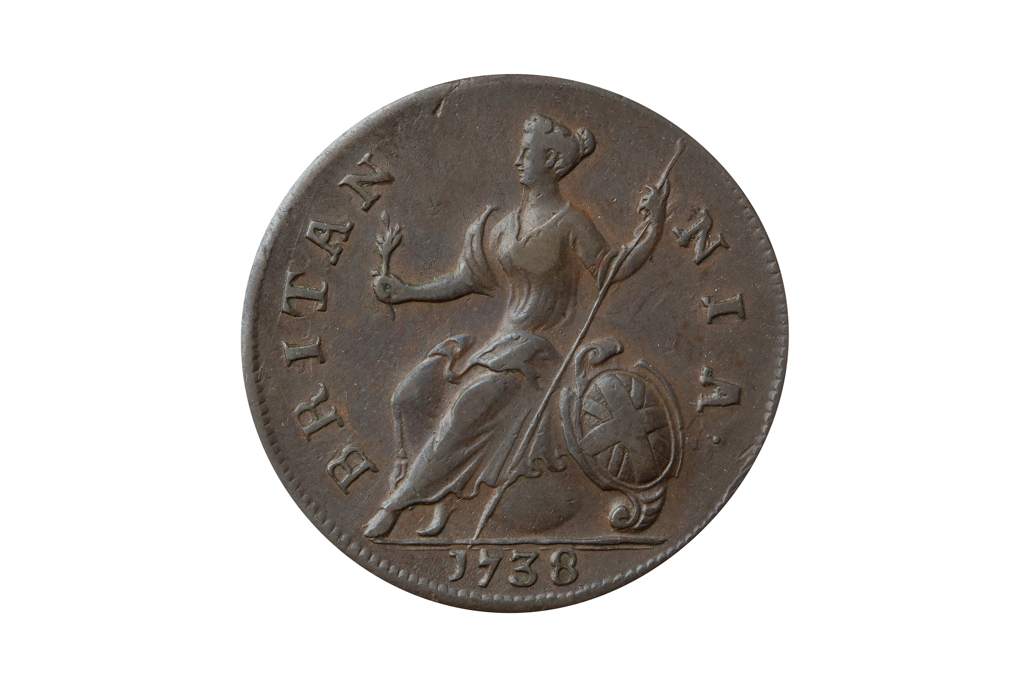 GEORGE II (1727 - 1760), 1738 HALFPENNY. - Image 2 of 2