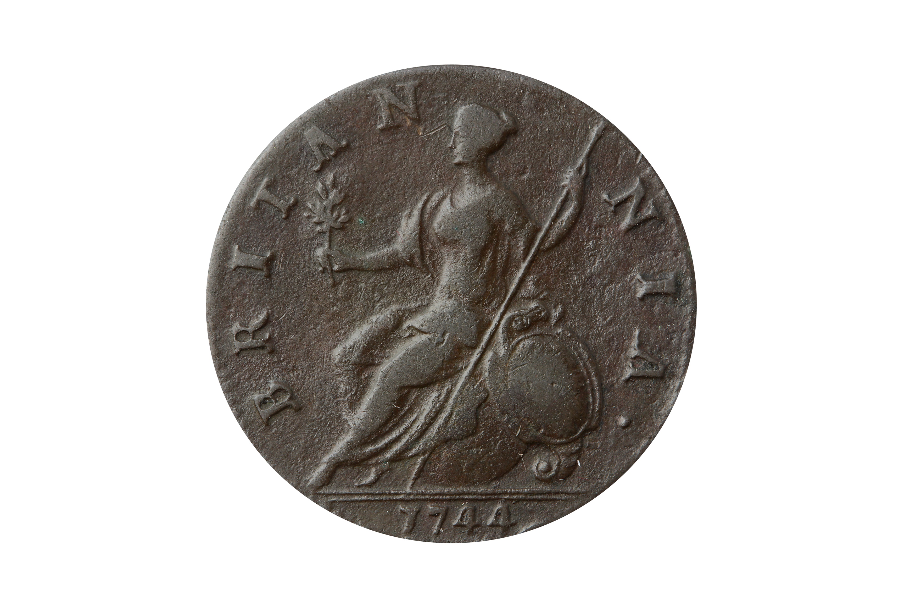 GEORGE II (1727 - 1760), 1744 HALFPENNY. - Image 2 of 2