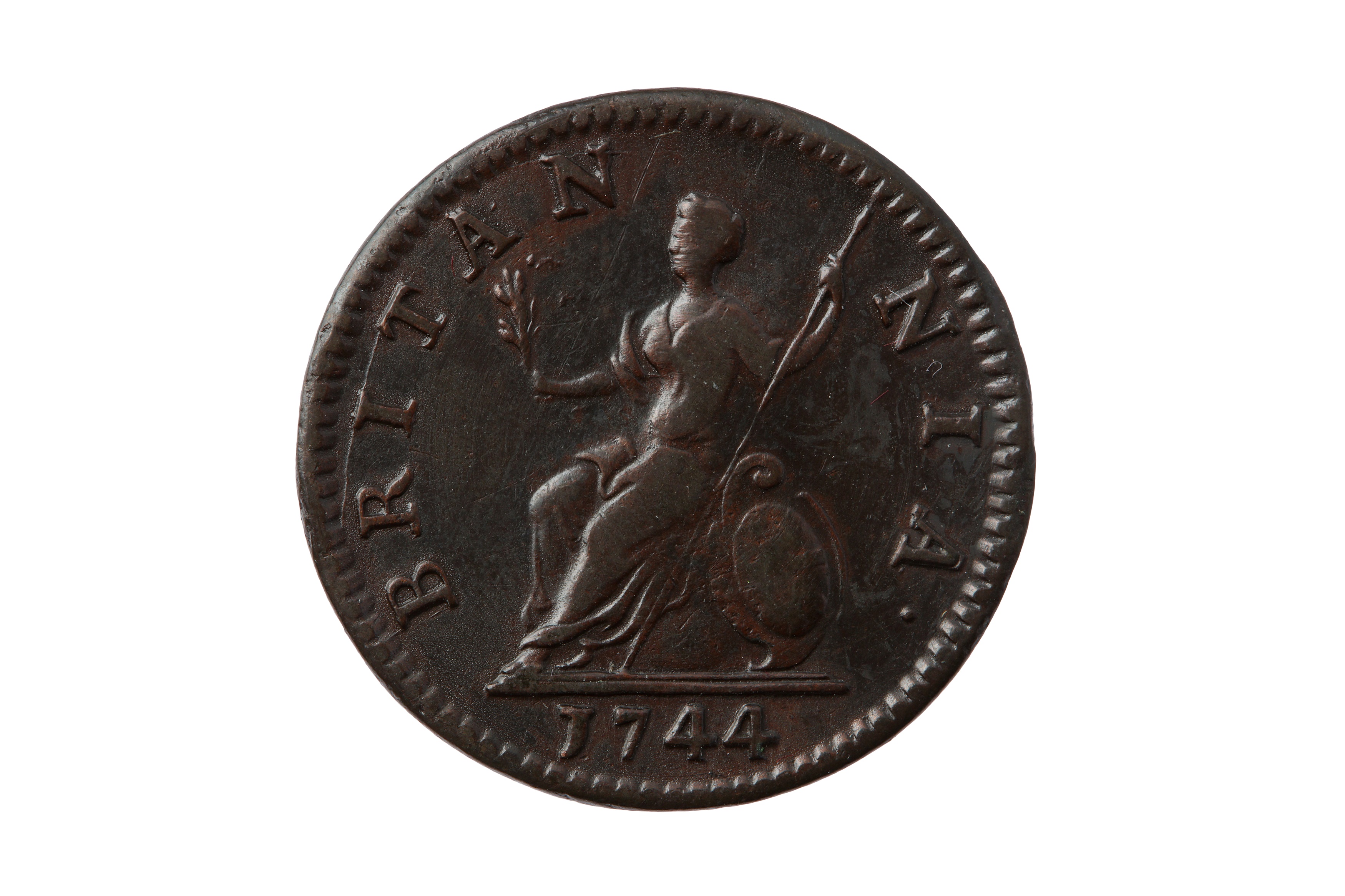 GEORGE II (1727 - 1760), 1744 FARTHING. - Image 2 of 2