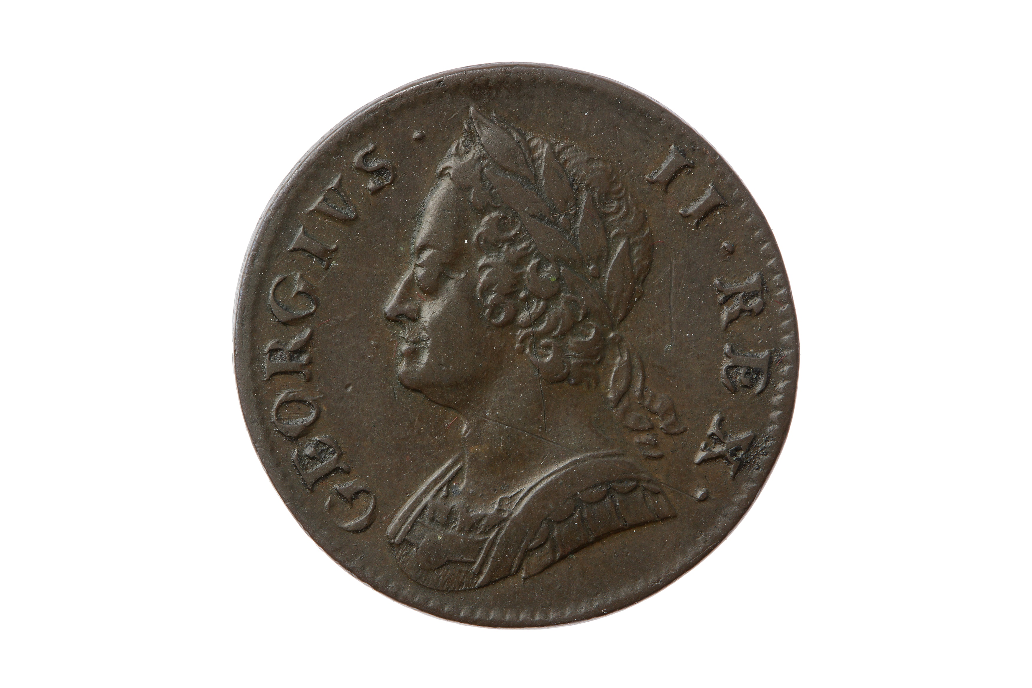 GEORGE II (1727 - 1760), 1753 HALFPENNY.