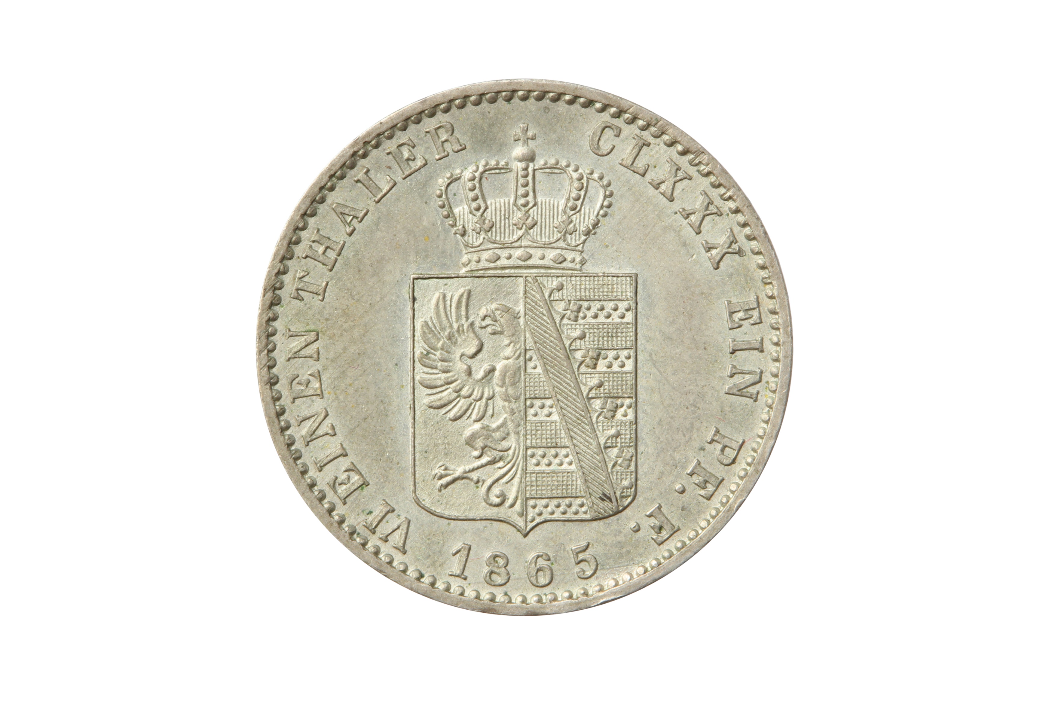 GERMAN STATES, ANHALT-DESSAU, LEOPOLD IV FREDERICK (1817-1871), 1865 1/6 THALER. - Bild 2 aus 2