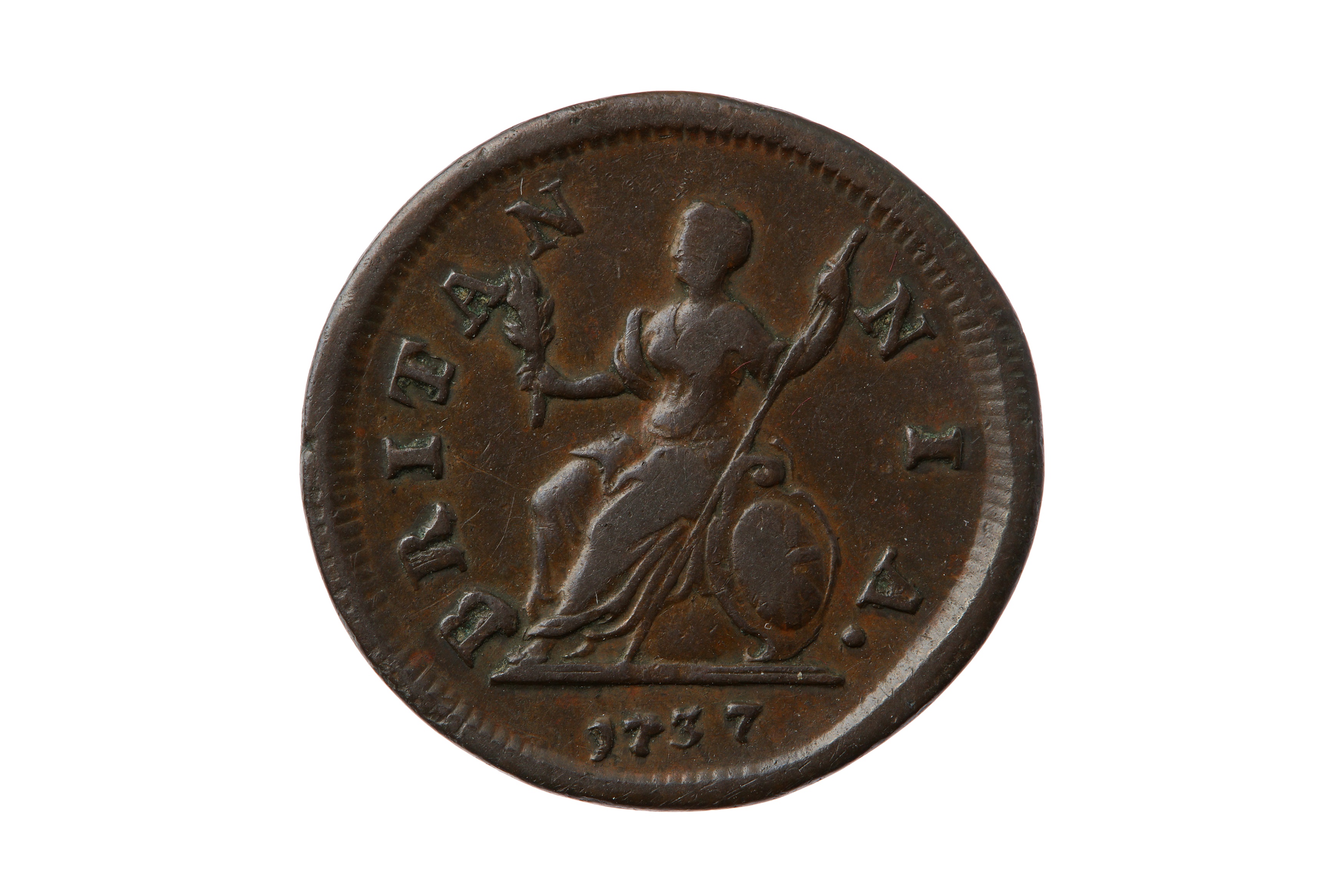 GEORGE II (1727 - 1760), 1737 FARTHING. - Image 2 of 2