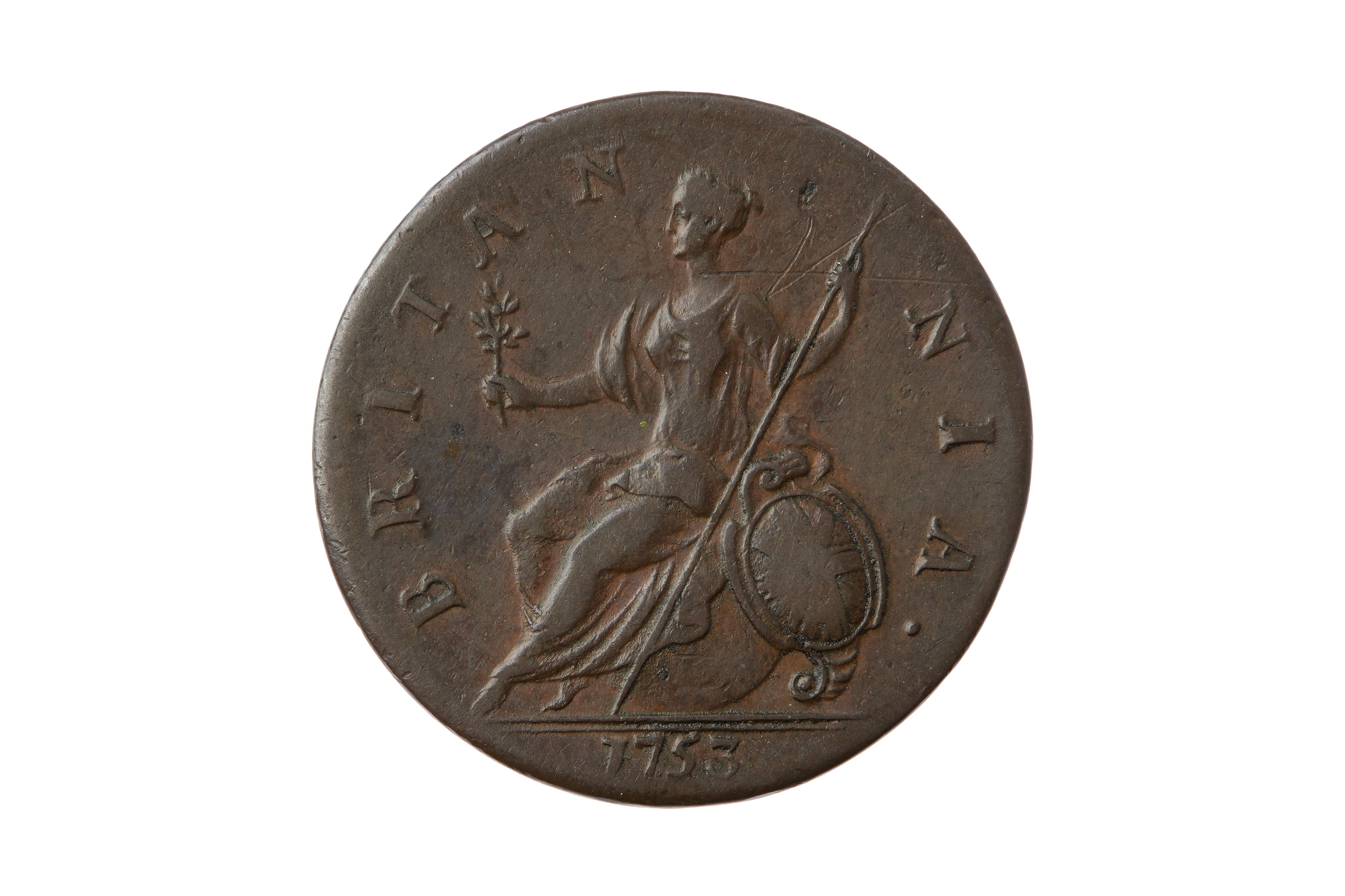 GEORGE II (1727 - 1760), 1753 HALFPENNY. - Image 2 of 2